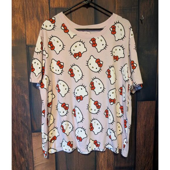 AOP Hello Kitty Plus Size Short Sleeve Pink Womens T-Shirt Size 3X Anime KidCore - Picture 1 of 5